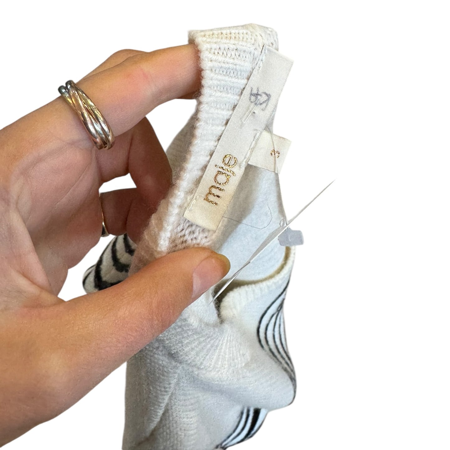 Maje White Jumper with Black Sequins  - 12/14/16