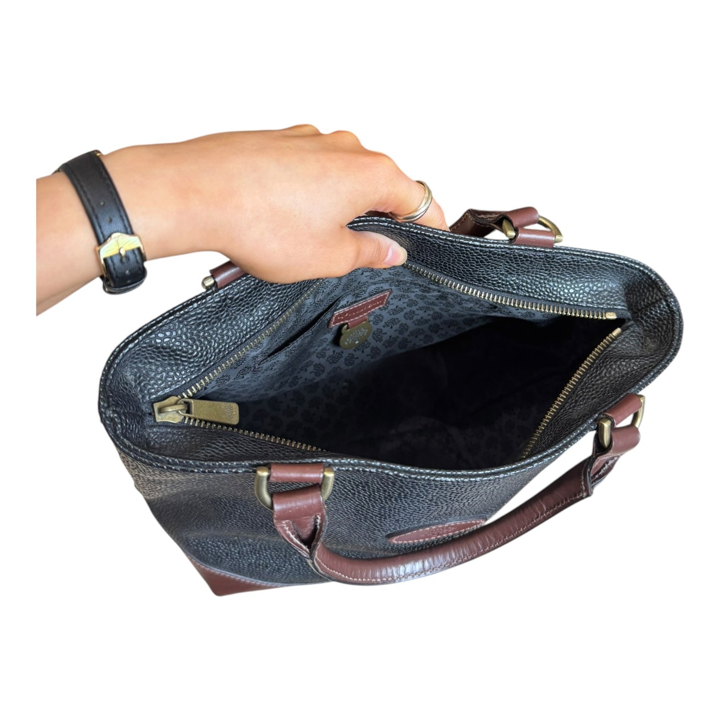 Mulberry Scotch Grain Black and Brown Hellier Bag