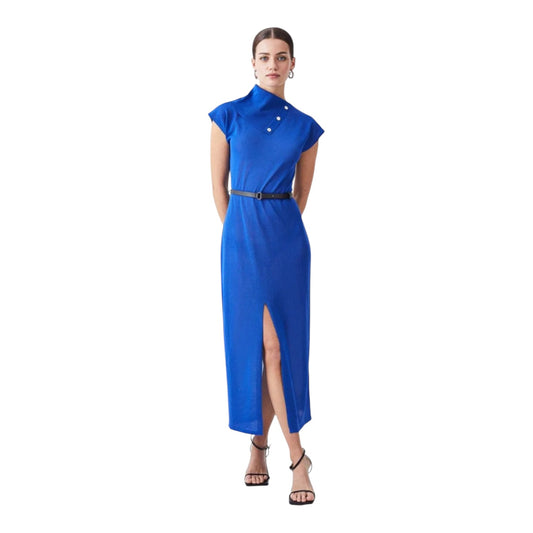 Karen Millen Cobalt Blue Envelope Neck Dress - 14 - NEW