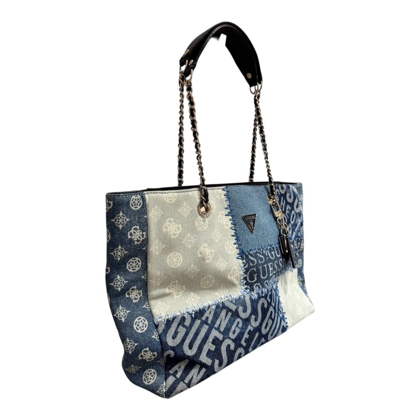 Guess Cessily Denim Shopper Blue Multi Bag
