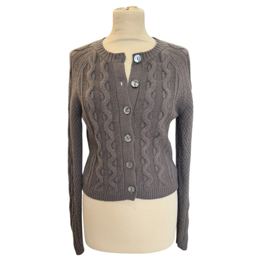 Pure Collection Mink Cable Knit Wool and Cashmere Cardigan - 8