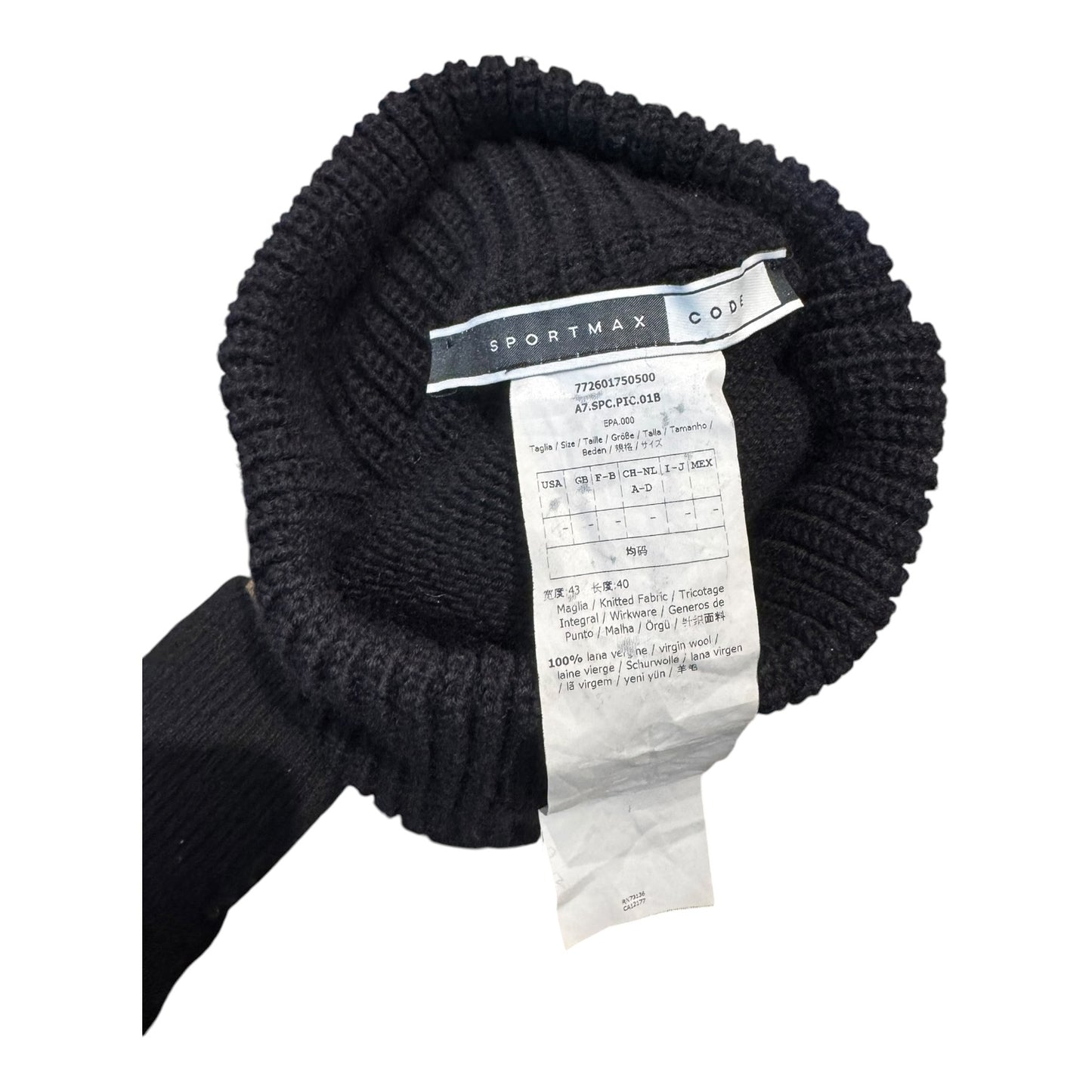 SportMax Black Virgin Wool Tabard