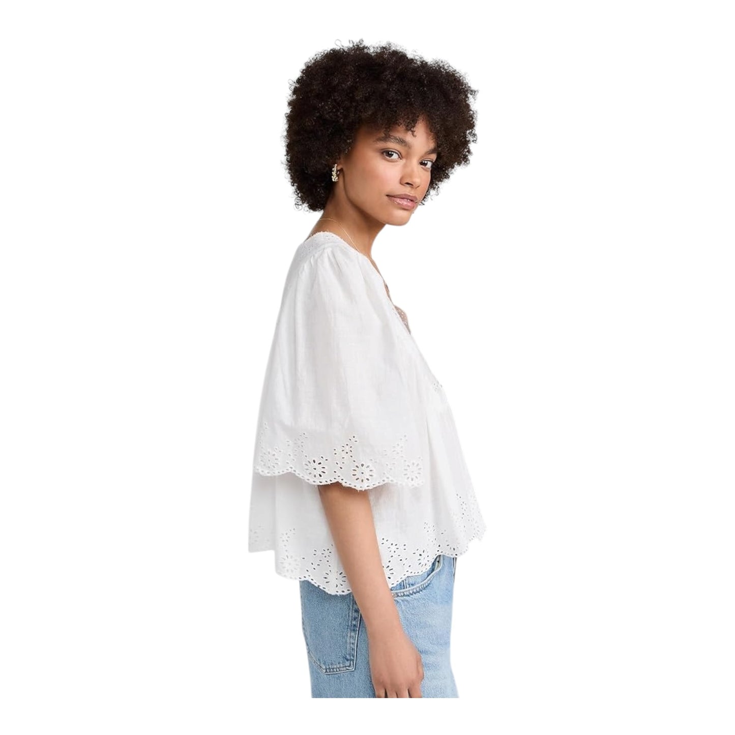 Free People White Costa Eyelet Top - 12