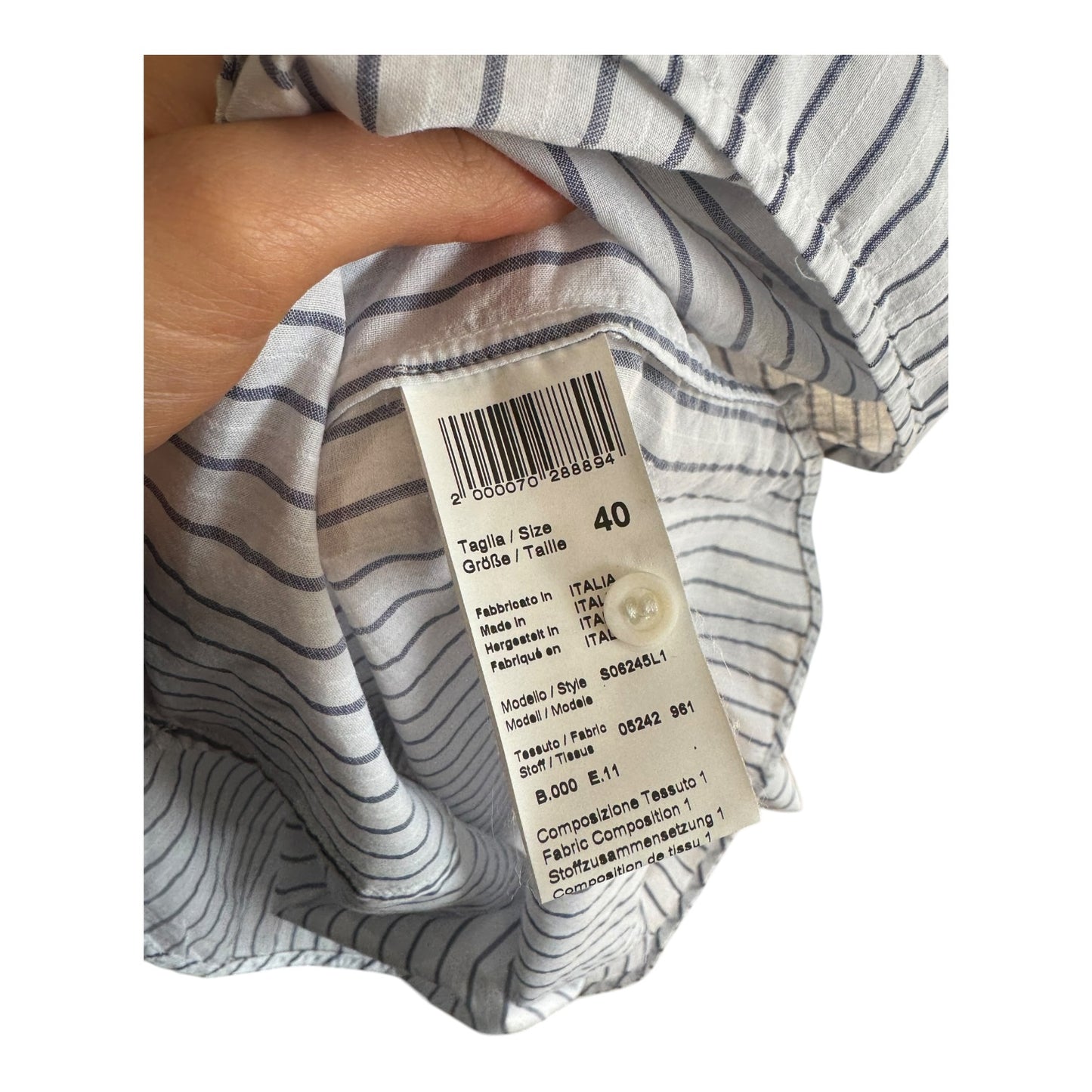 Perserico White and Navy Cotton Shirt - 12