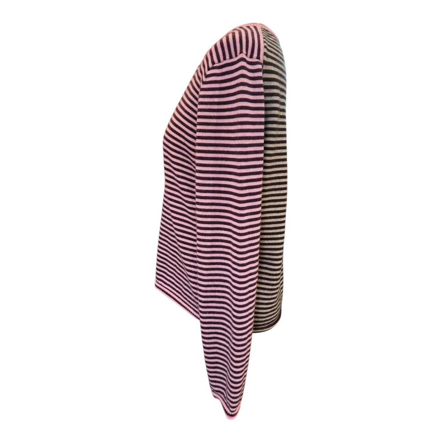 Wyse Josephine Pink and Burgundy Merino Wool Jumper - 10/12