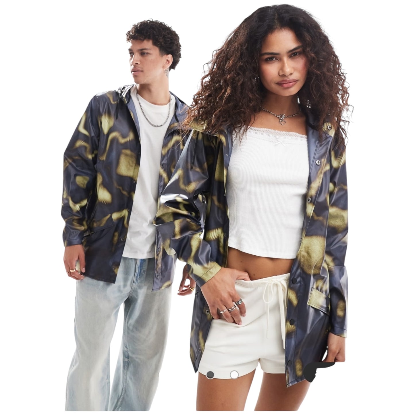Rains Purple and Green Abstract Rain Coat - 10