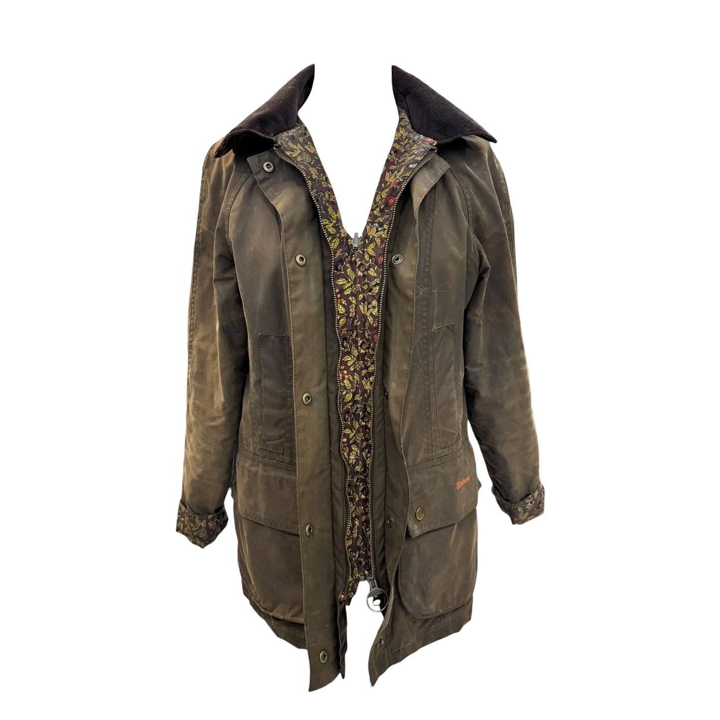 Barbour Beadnell Wax Jacket with Liberty Floral Detail - 10