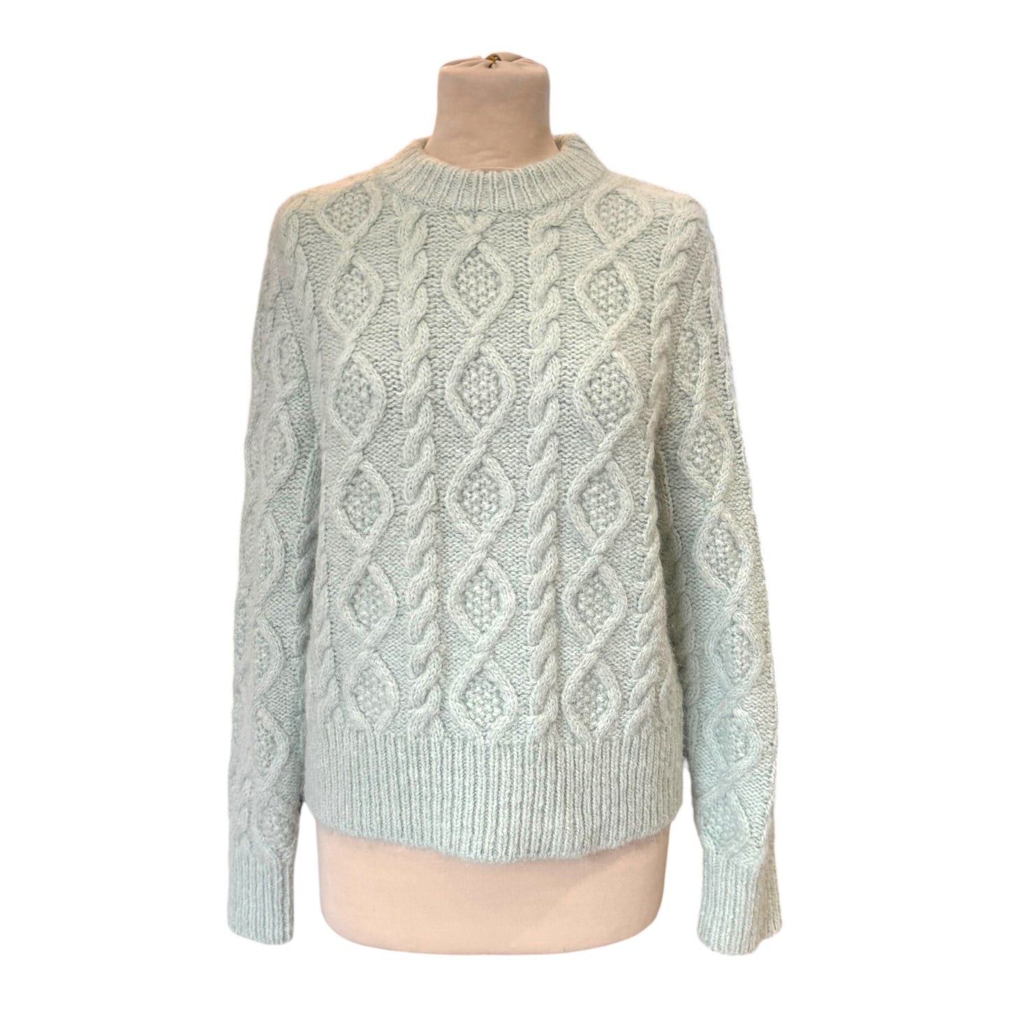 Mint Velvet Mint Green Cable Fluff Jumper - 12 - NEW