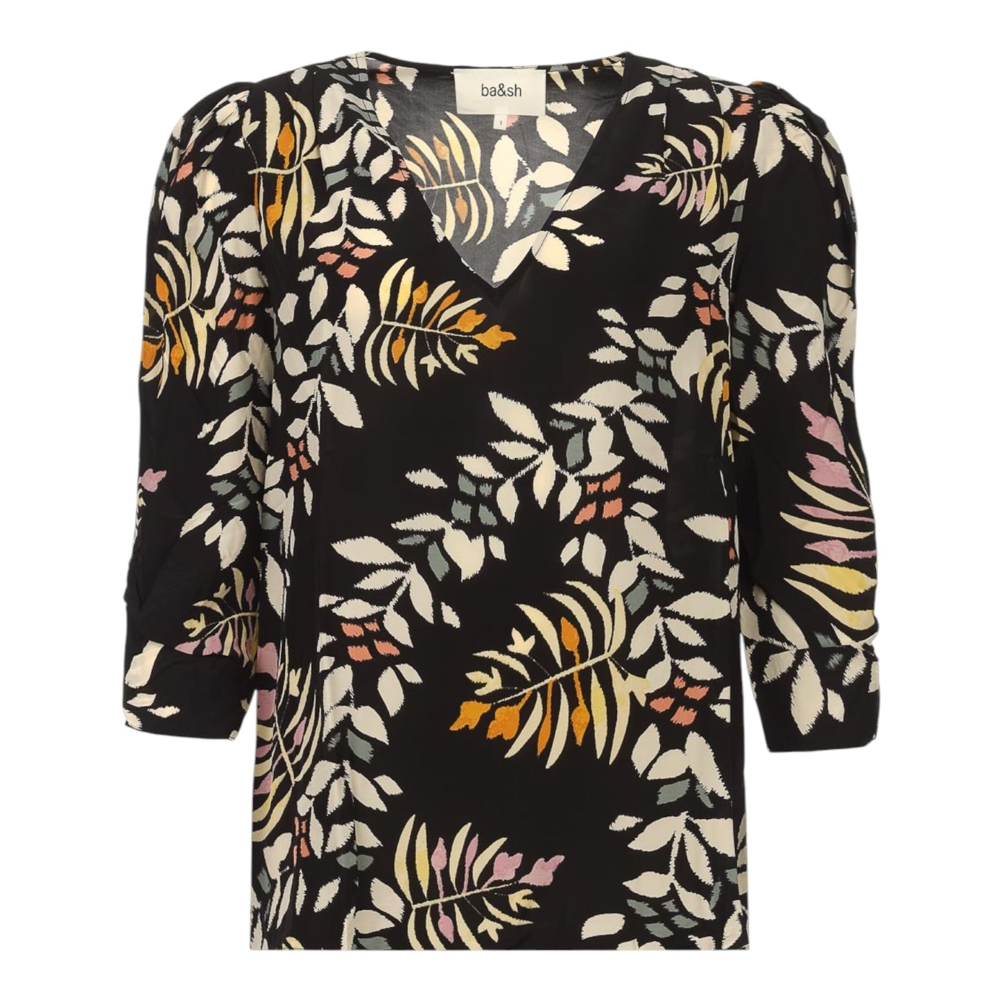 Ba&sh Black Leaf Print Top - 8/10