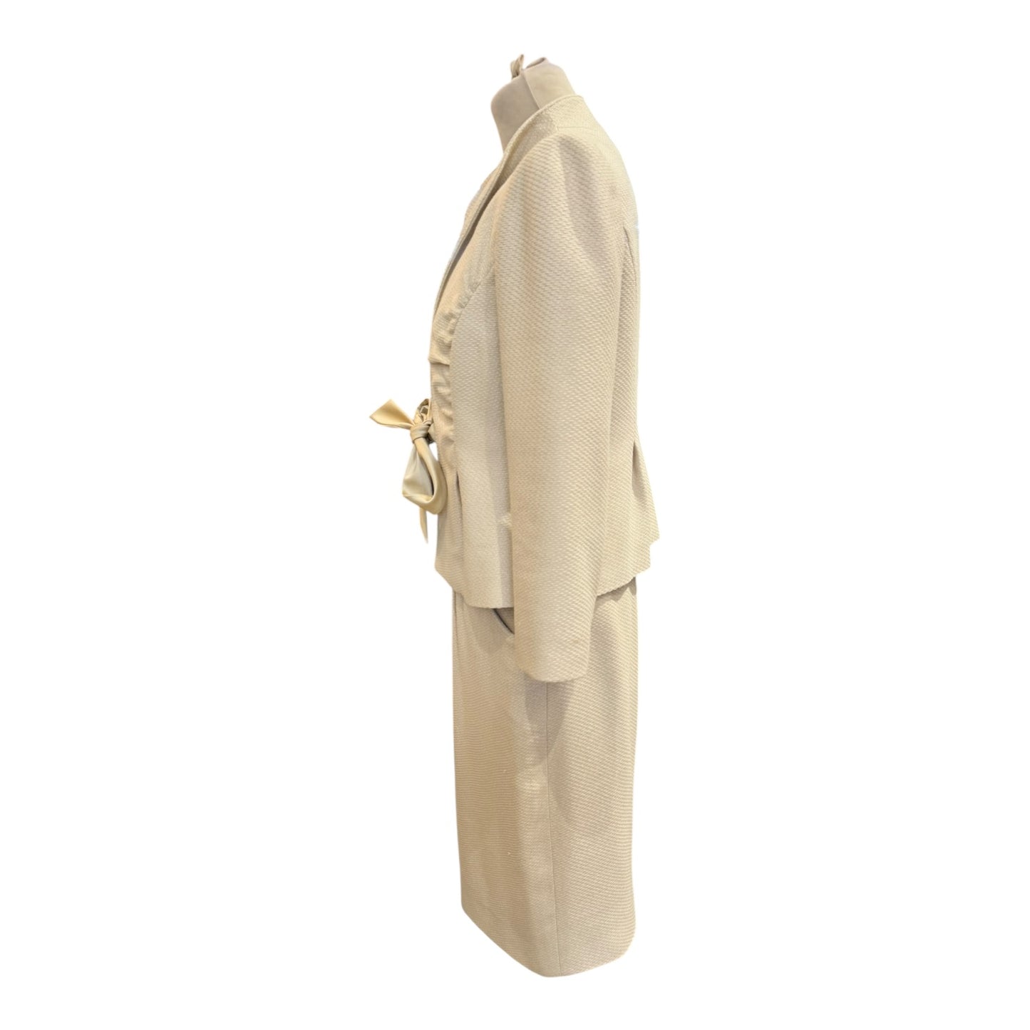 Valentino Cream Silk Skirt Suit - 10