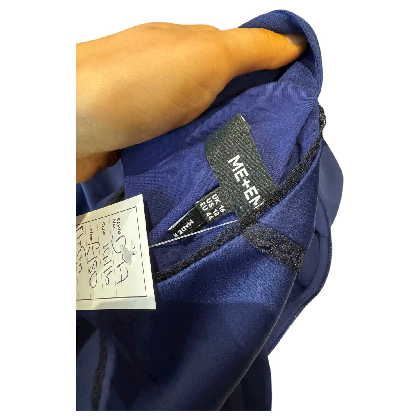 Me + Em Blue and Black Lace Trim Maxi Dress - 16