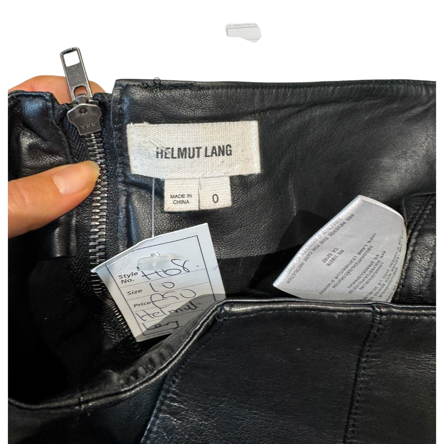 Helmut Lang Asymmetric Black Leather Mini Skirt - 10