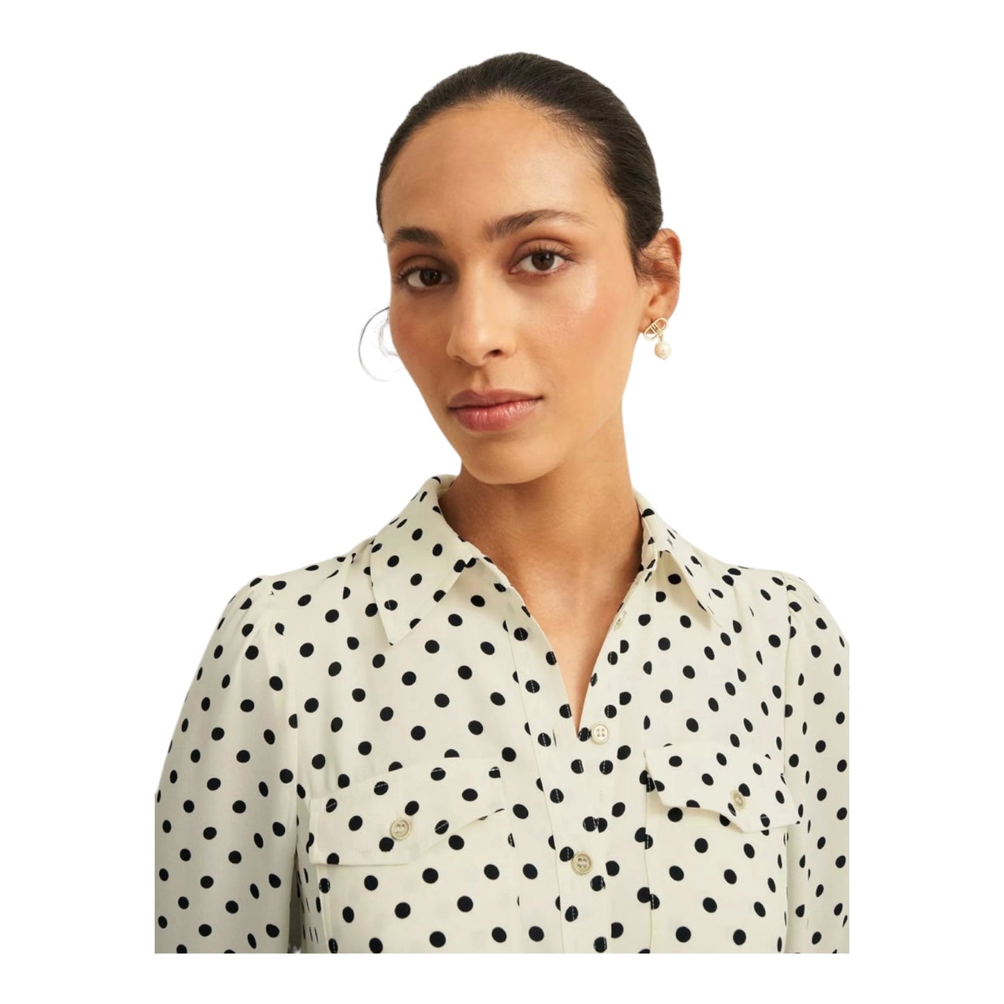 Hobbs Larina Ivory and Navy Polka Dot Dress - 14