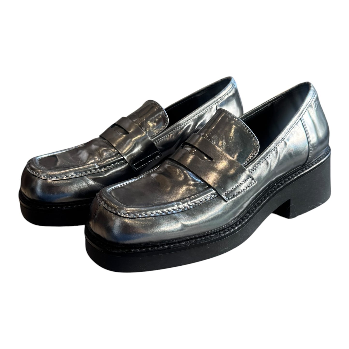 Russell & Bromley Silver Solo Square Toe Loafer - 40/7 - NEW
