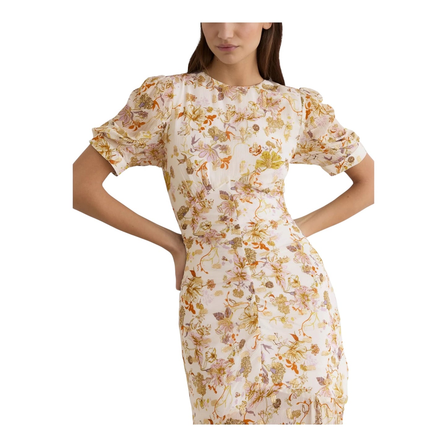 Reiss Naia Floral Open Back Maxi Dress - 8