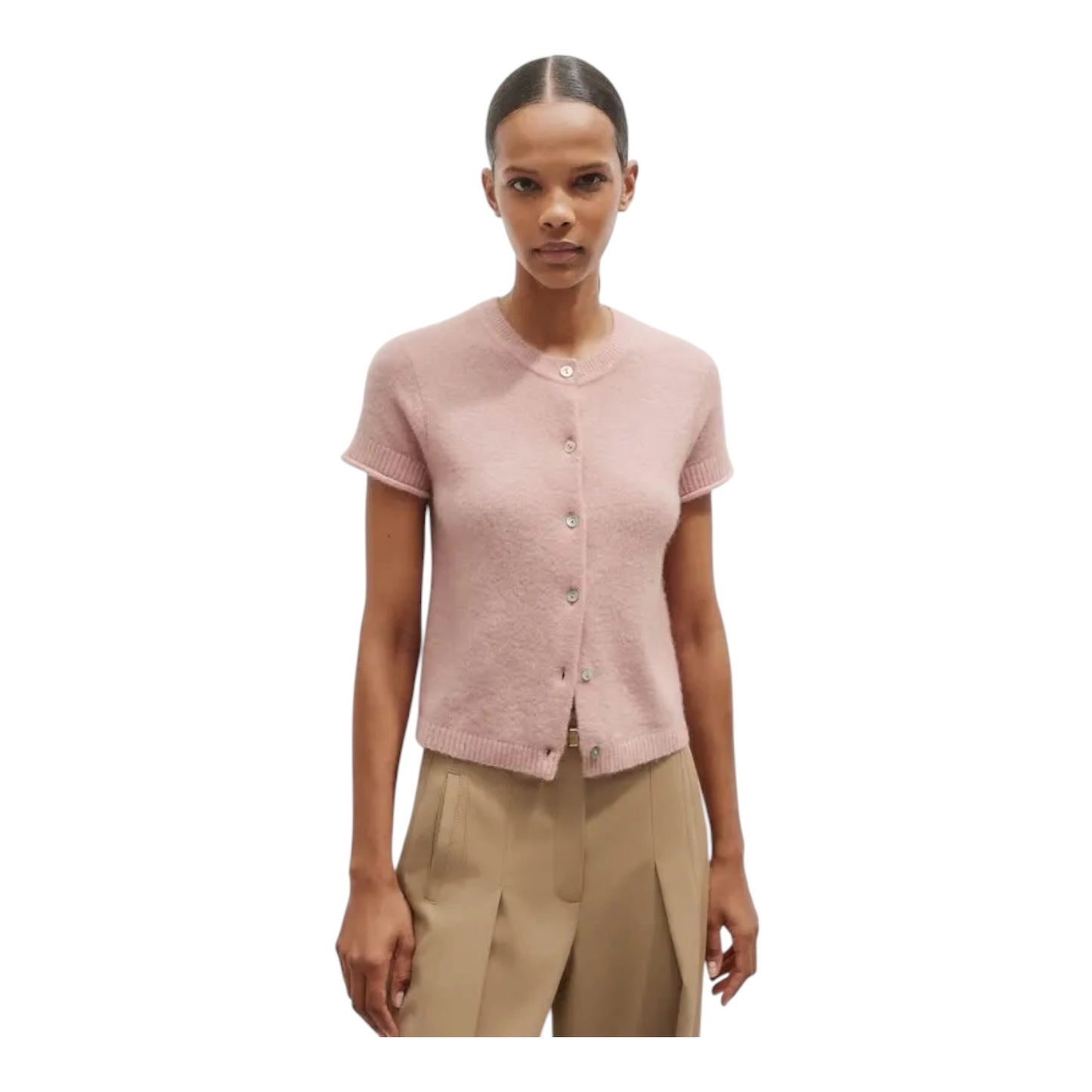 Me + Em Smoke Pink Button Through Knit Baby Tee - 10/12