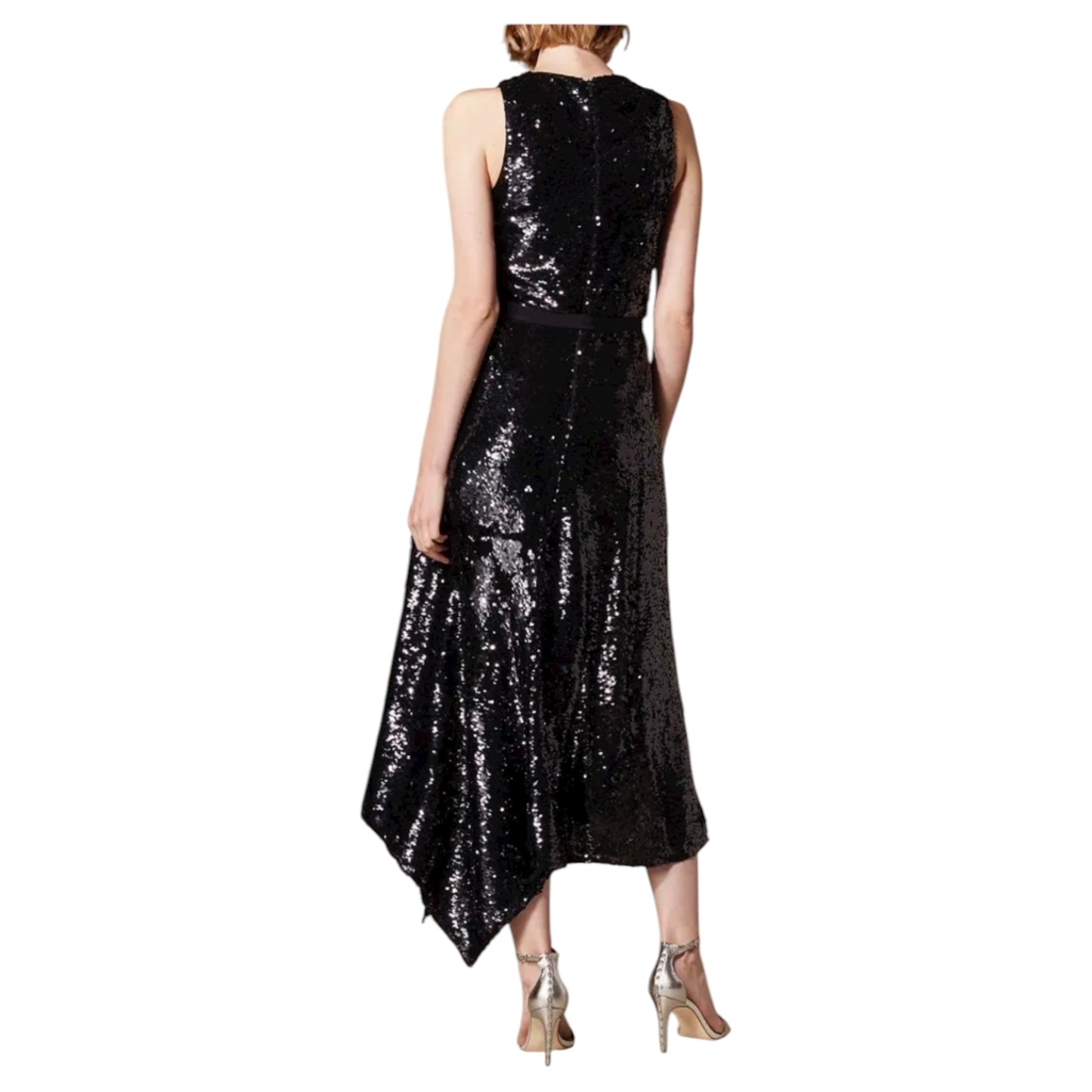 Karen Millen Black Sequin Midi Dress - 6/8
