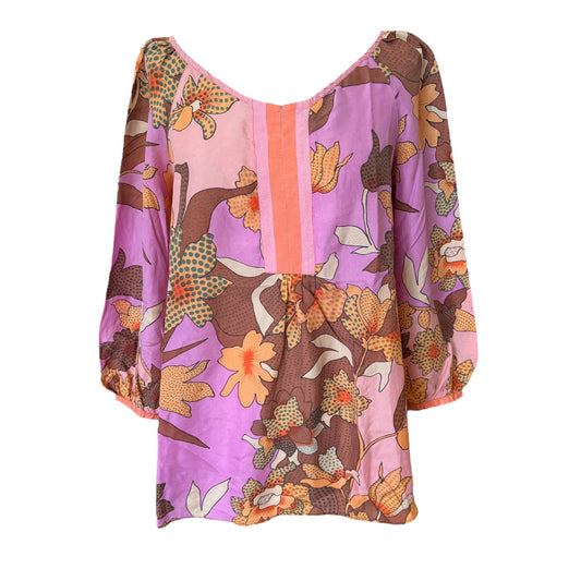 Tara Jarmon Lilac and Pink Silk Blouse - 12