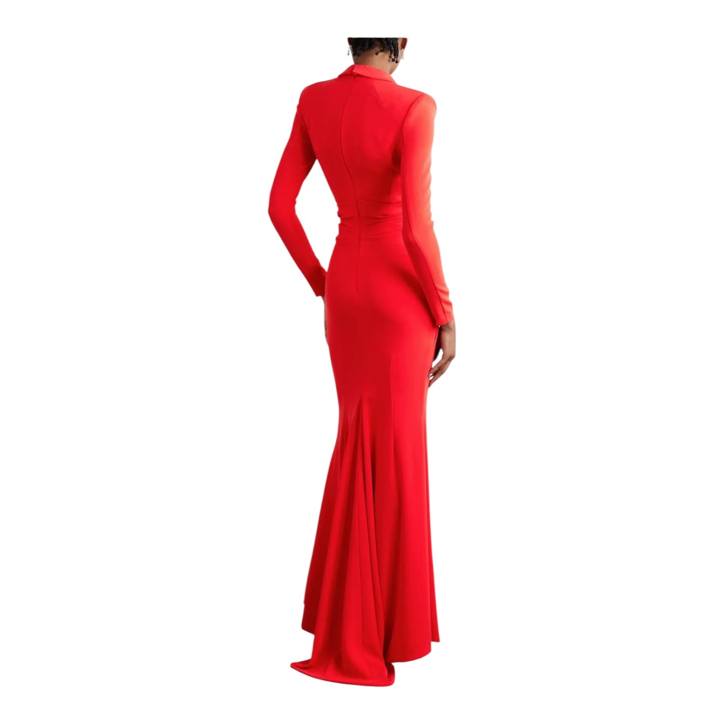 Talbot Runhof Red Wrap Effect Draped Crepe Gown - 16