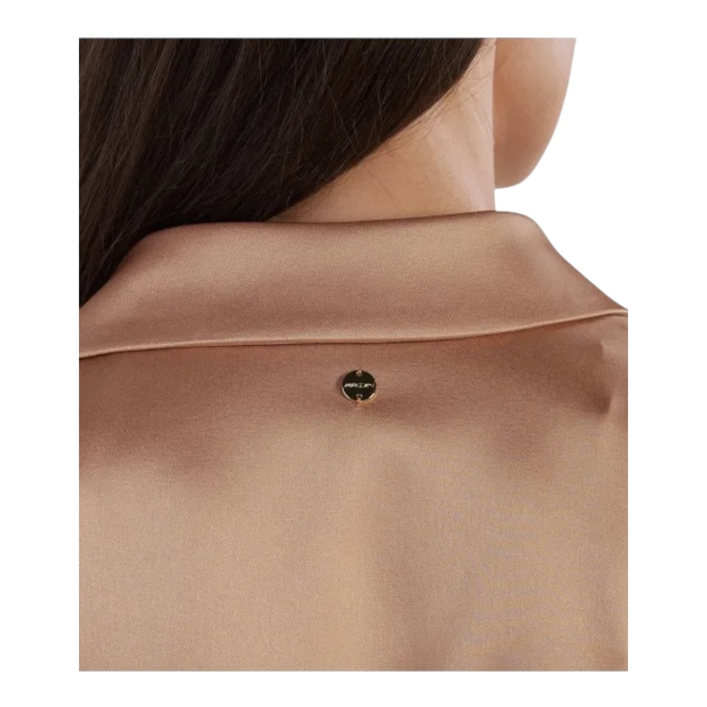 Marc Cain Caramel Satin Drape Shirt Dress - 10/12