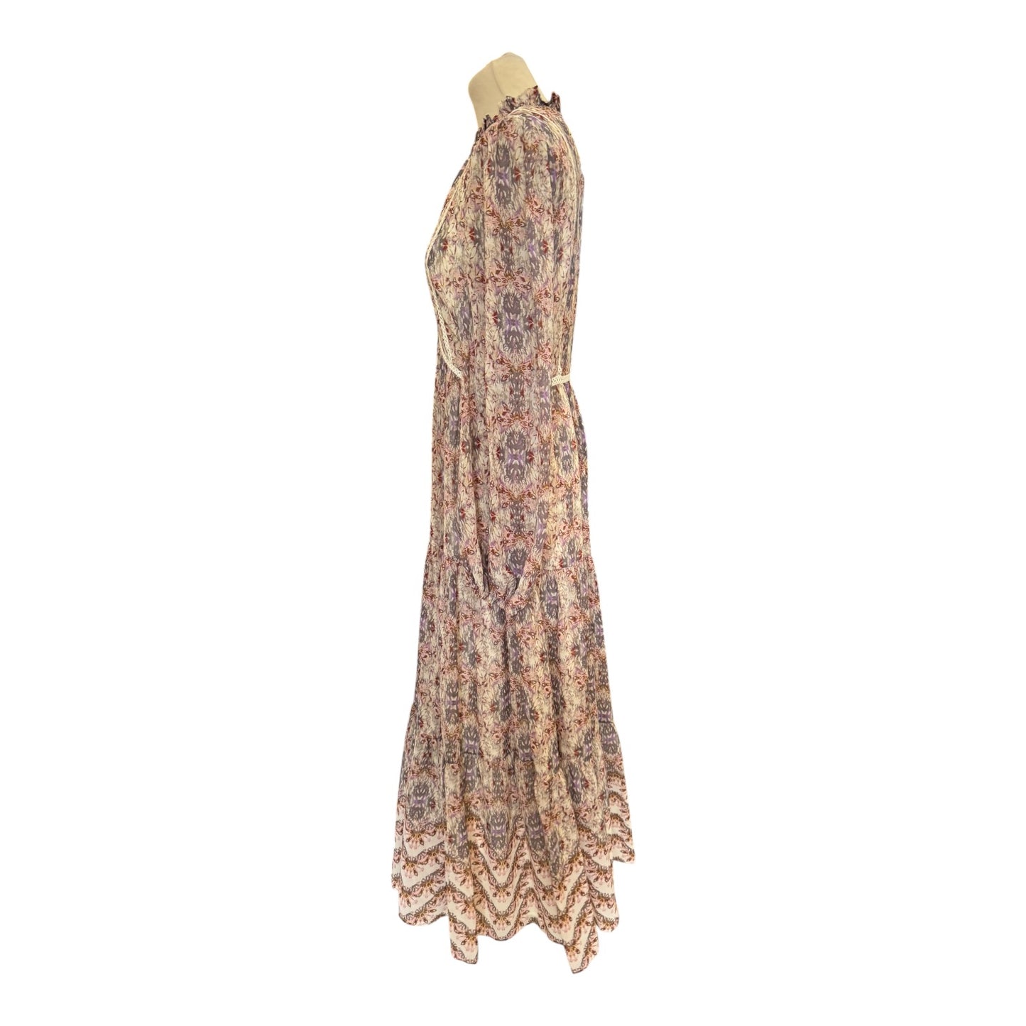 Mint Velvet Abstract Print Tiered Maxi Dress - 12 - NEW