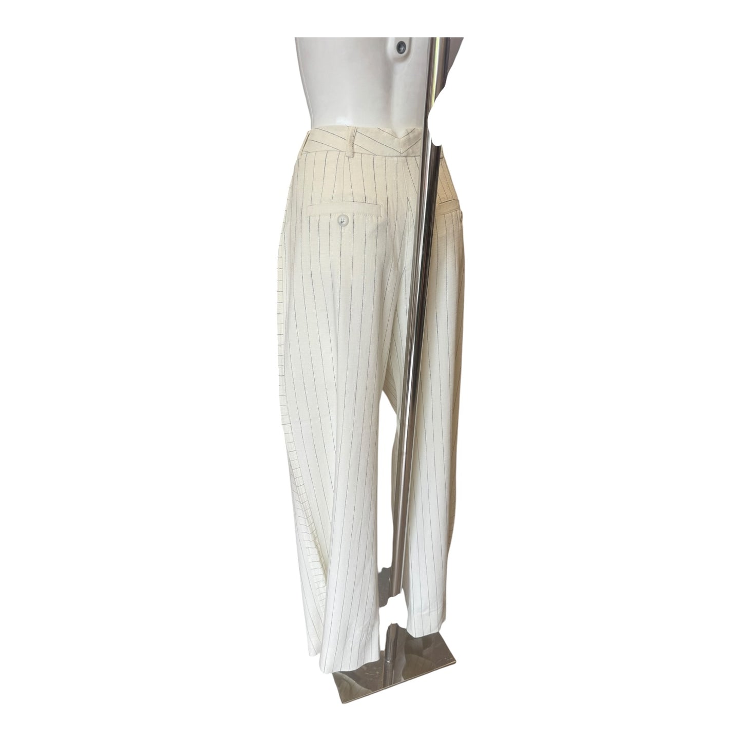 Me + Em Cream and Navy Pinstripe Trousers - 10
