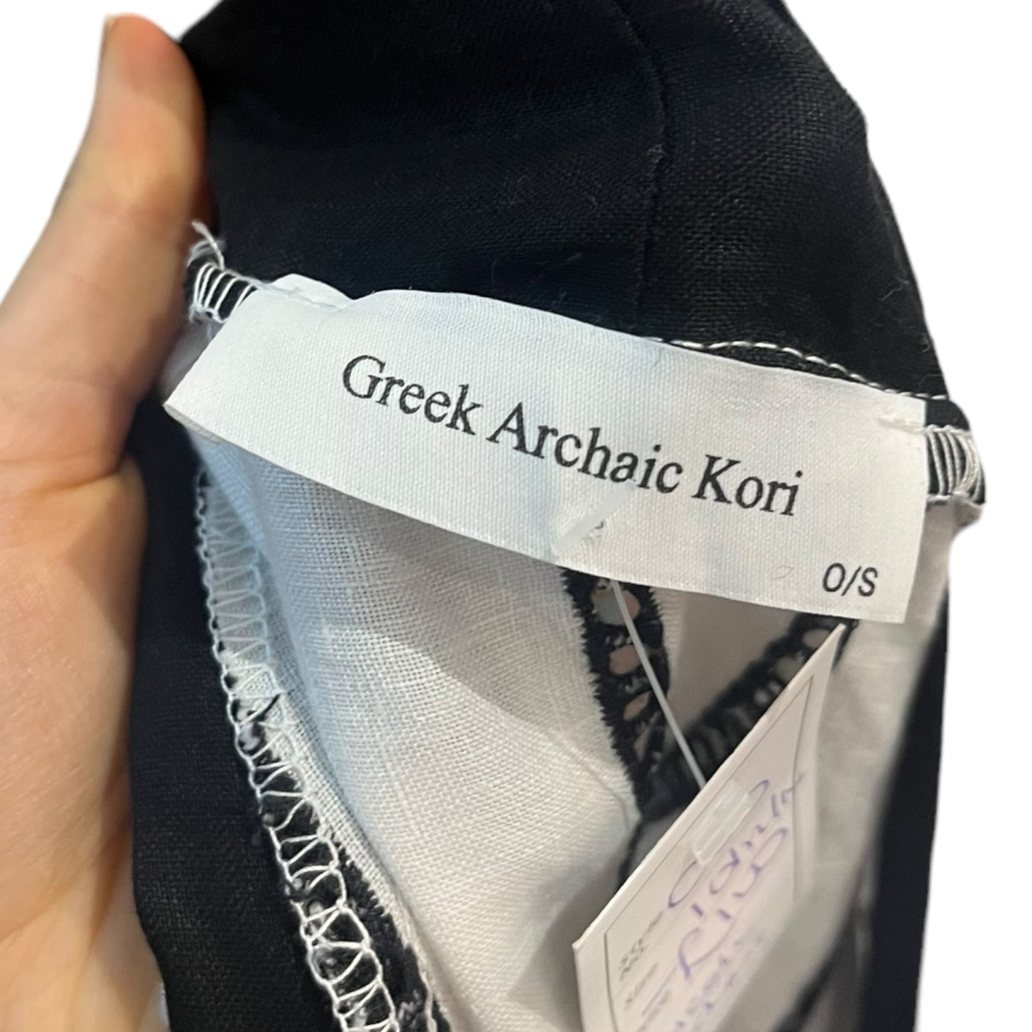 Greek Archaic Kori White and Black Long Jacket - One Size