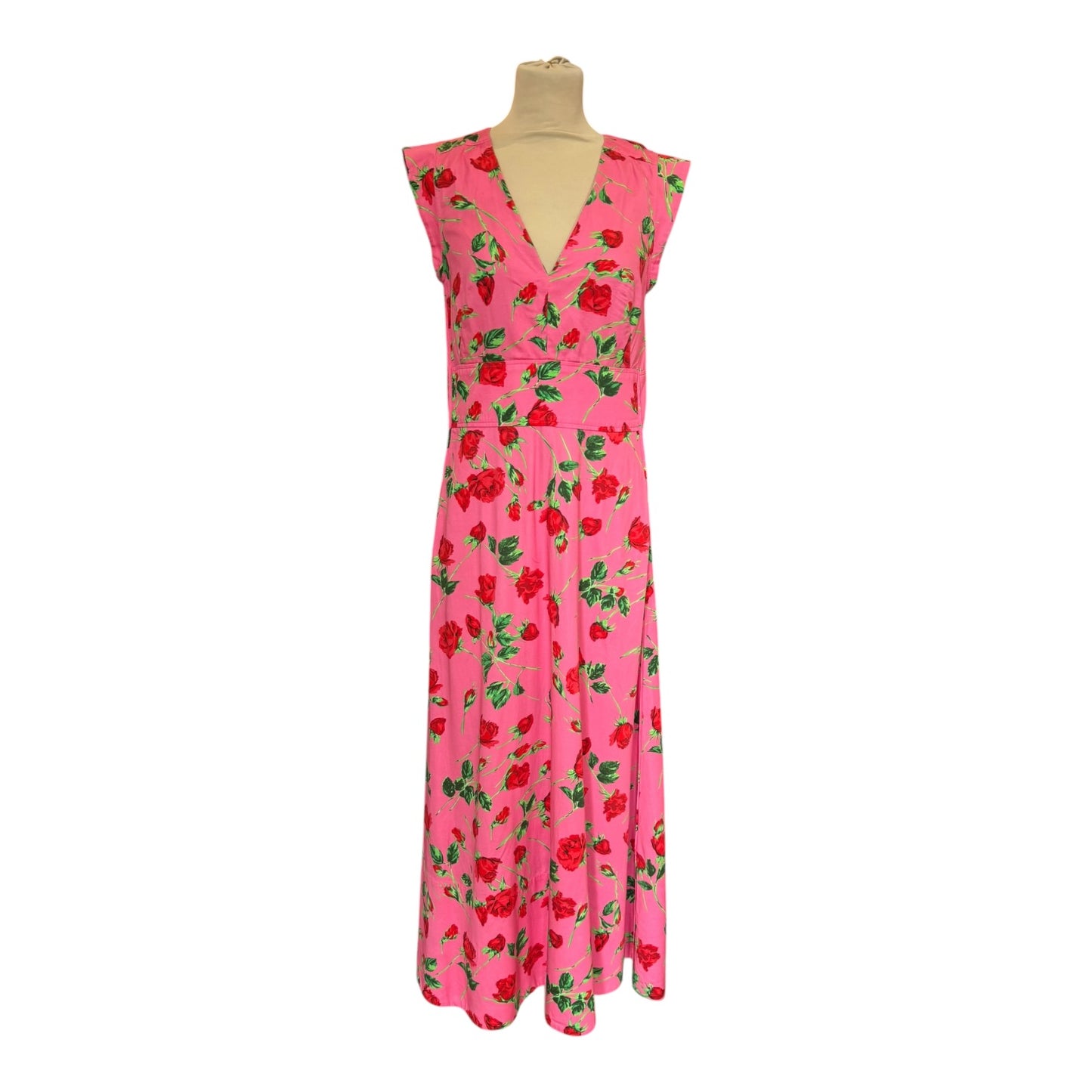 Me + Em Pink Cotton Rose Print Maxi Dress - 10