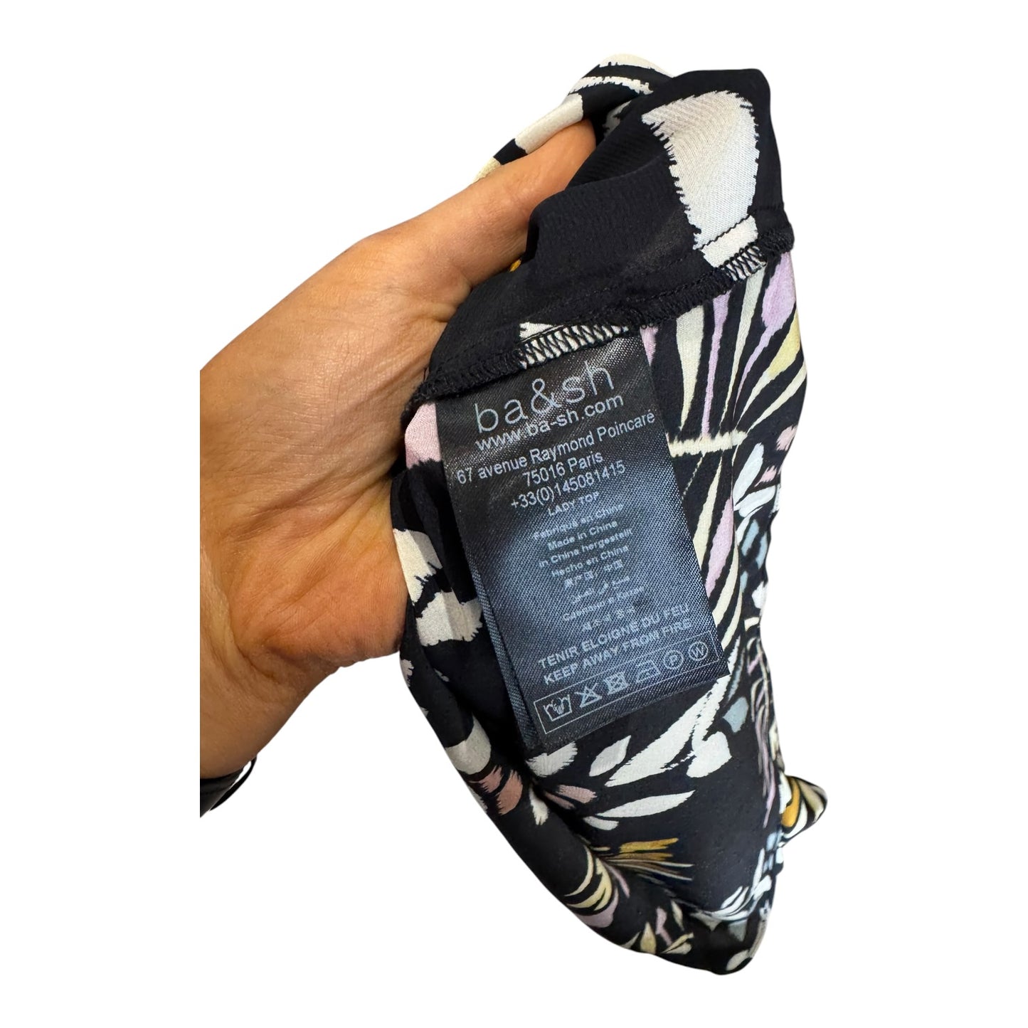 Ba&sh Black Leaf Print Top - 8/10
