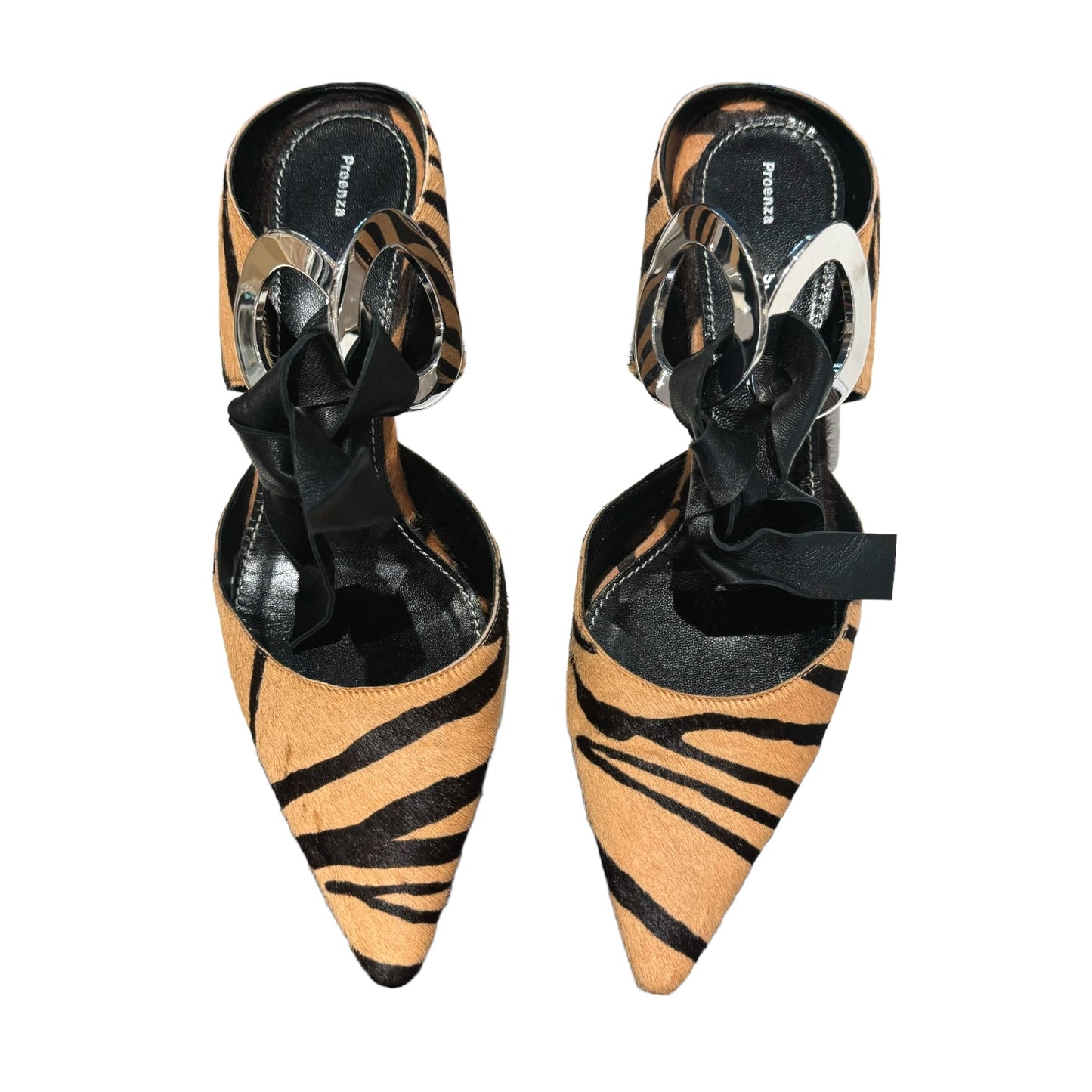 Proenza Shouler Animal Print Mirrored Heel Mules - 7.5