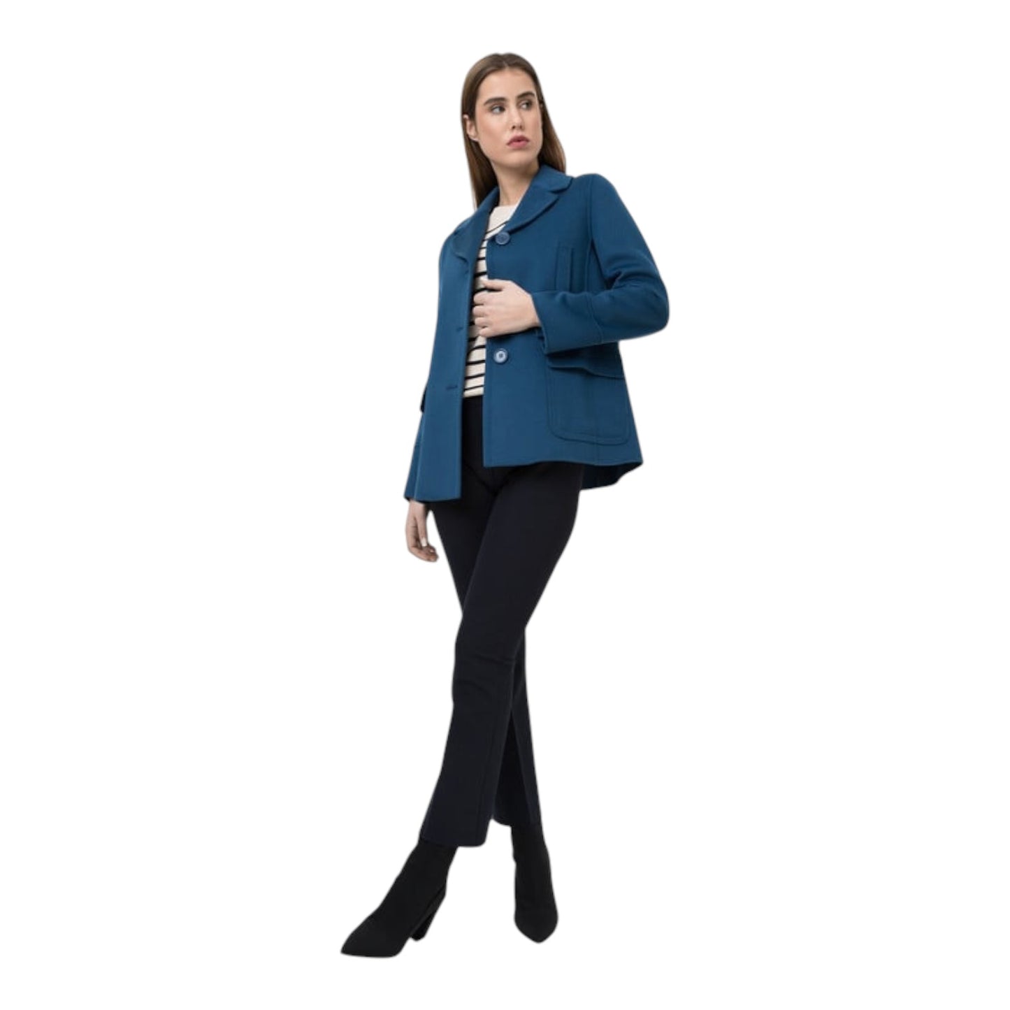 S Max Mara Marina Blue Wool Coat - 10/12