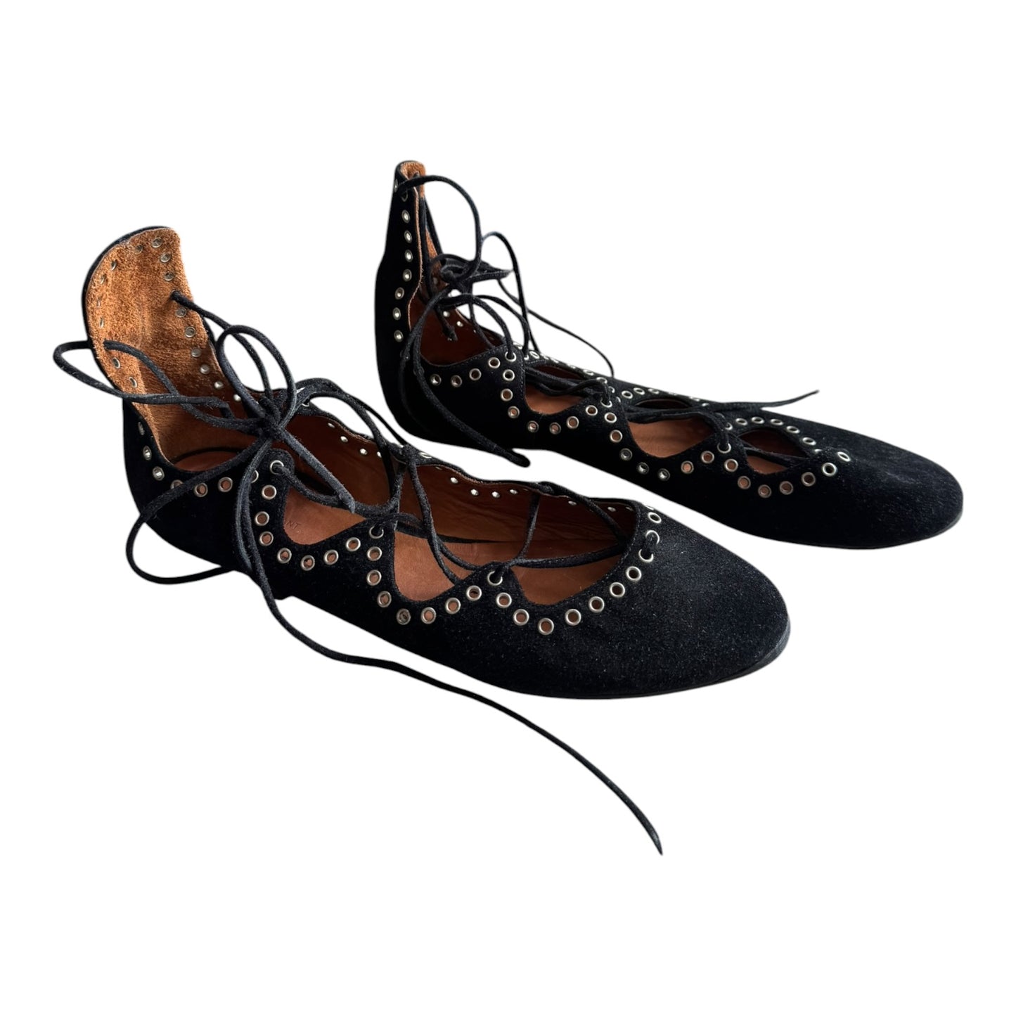 Isabel Marant Black Leo Lace Up Ballet Flats - 41/8