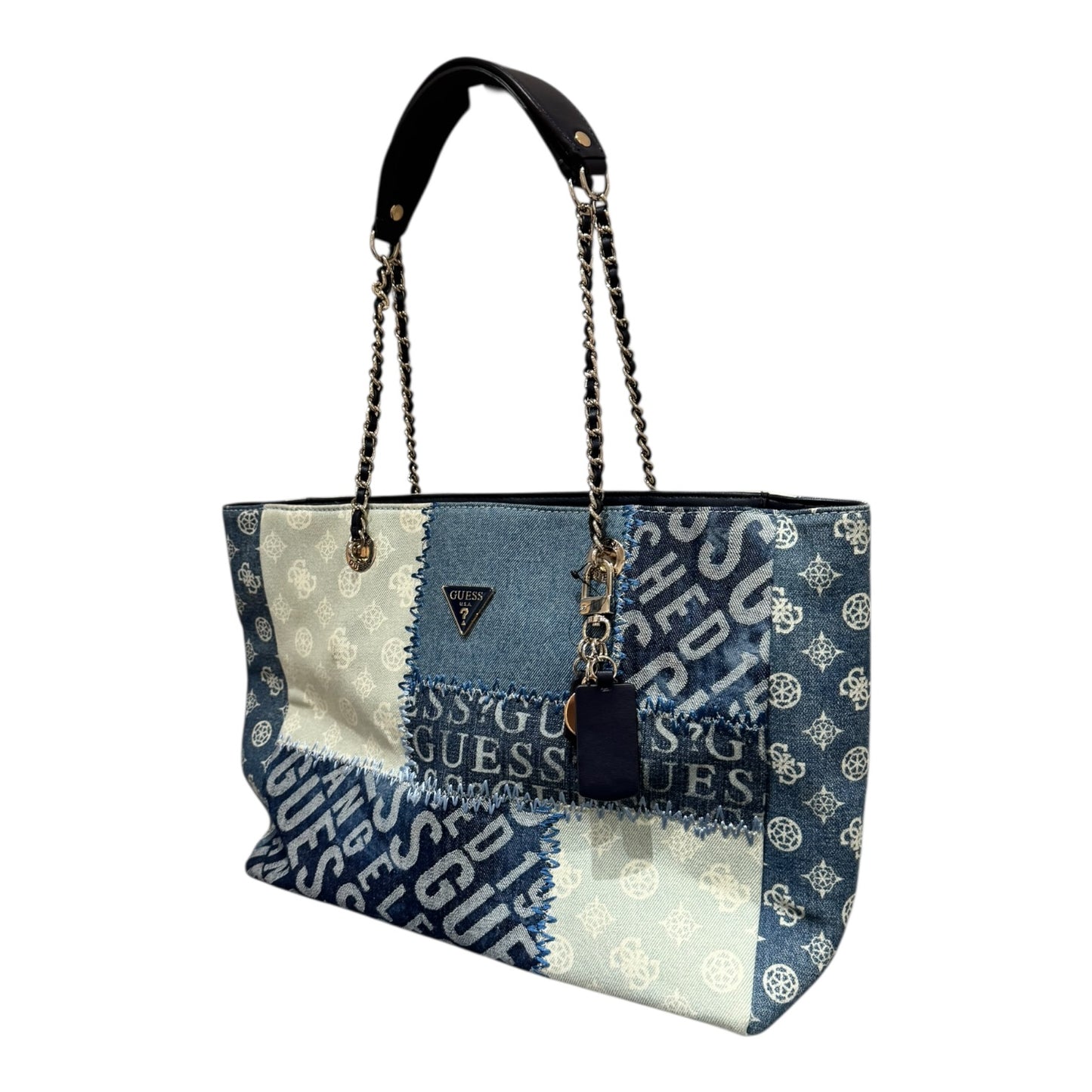 Guess Cessily Denim Shopper Blue Multi Bag