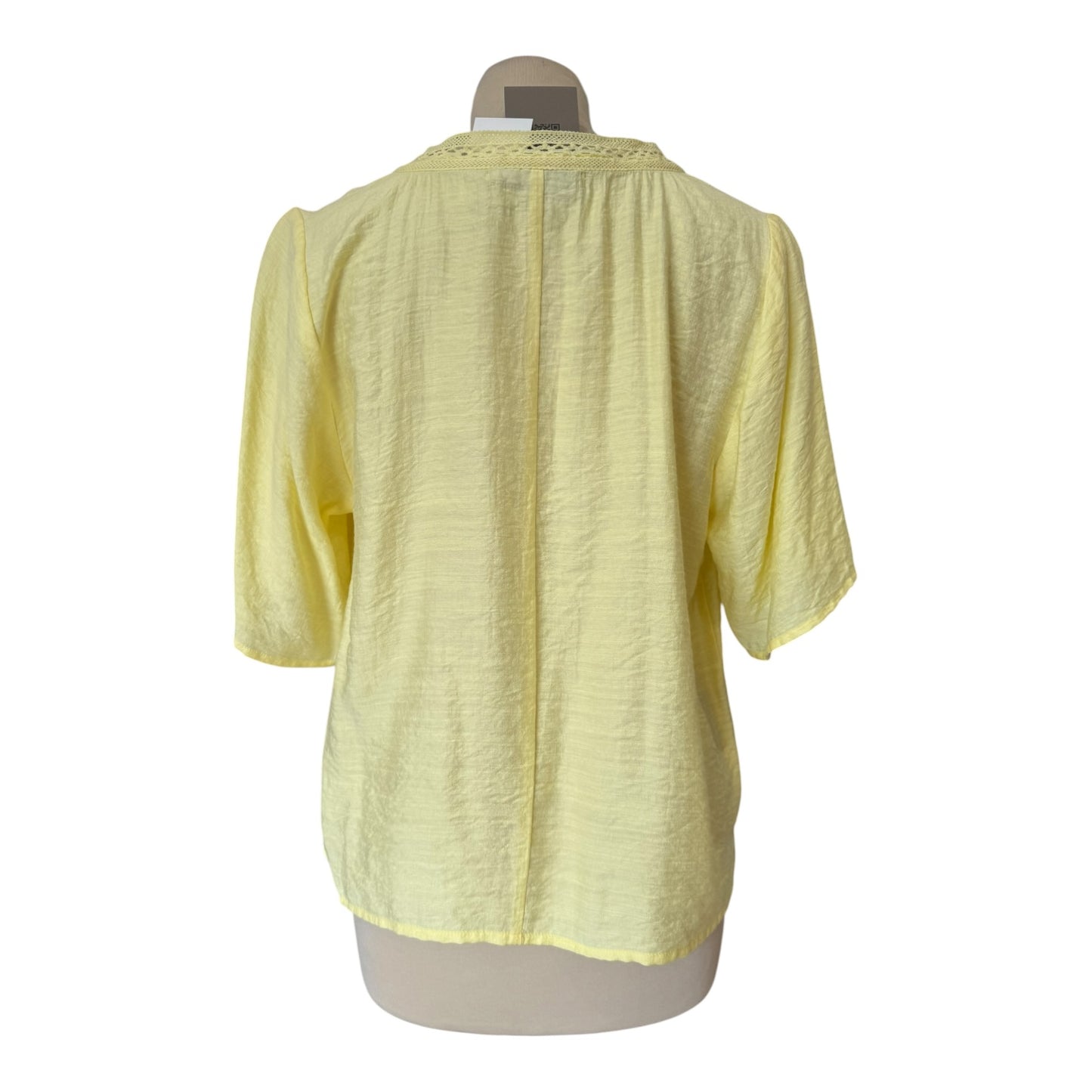 Costa Mani Yellow V Neck Blouse - 12 - NEW