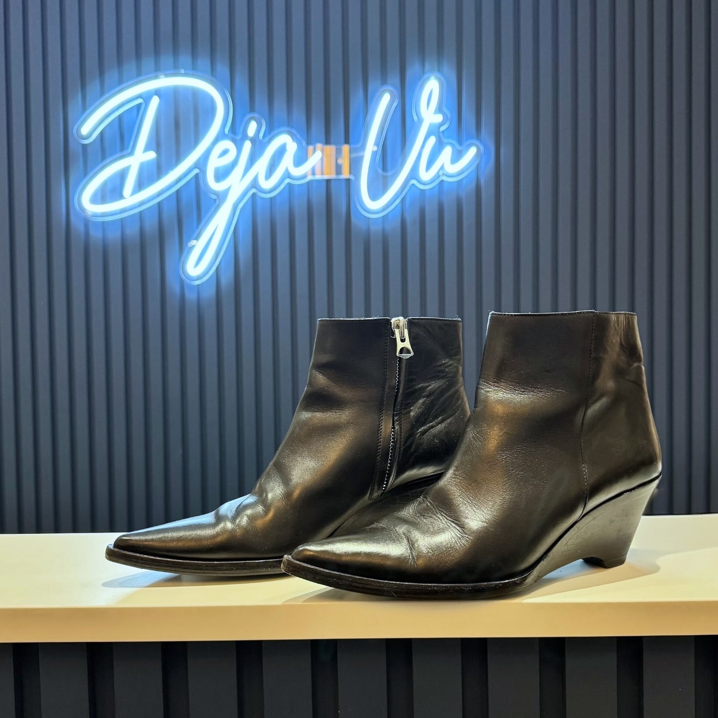 Acne Studios Black Leather Cony Boot - 41/8