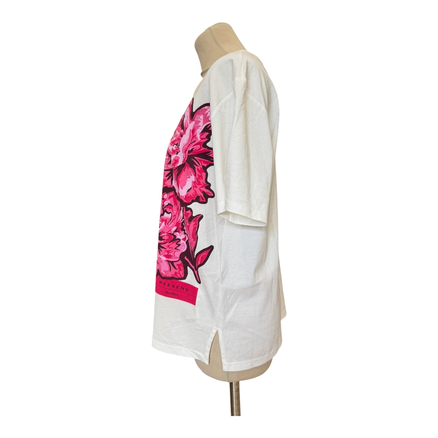 Weekend Max Mara Volume White Floral T-Shirt - 12 - NEW