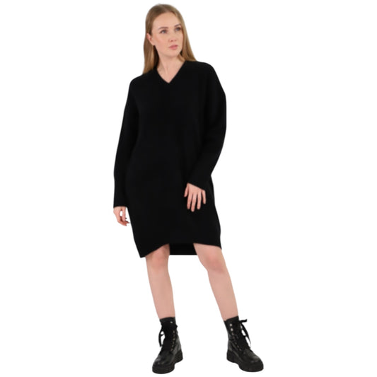 Estheme Studio Black Cashmere V Neck Jumper Dress - 12