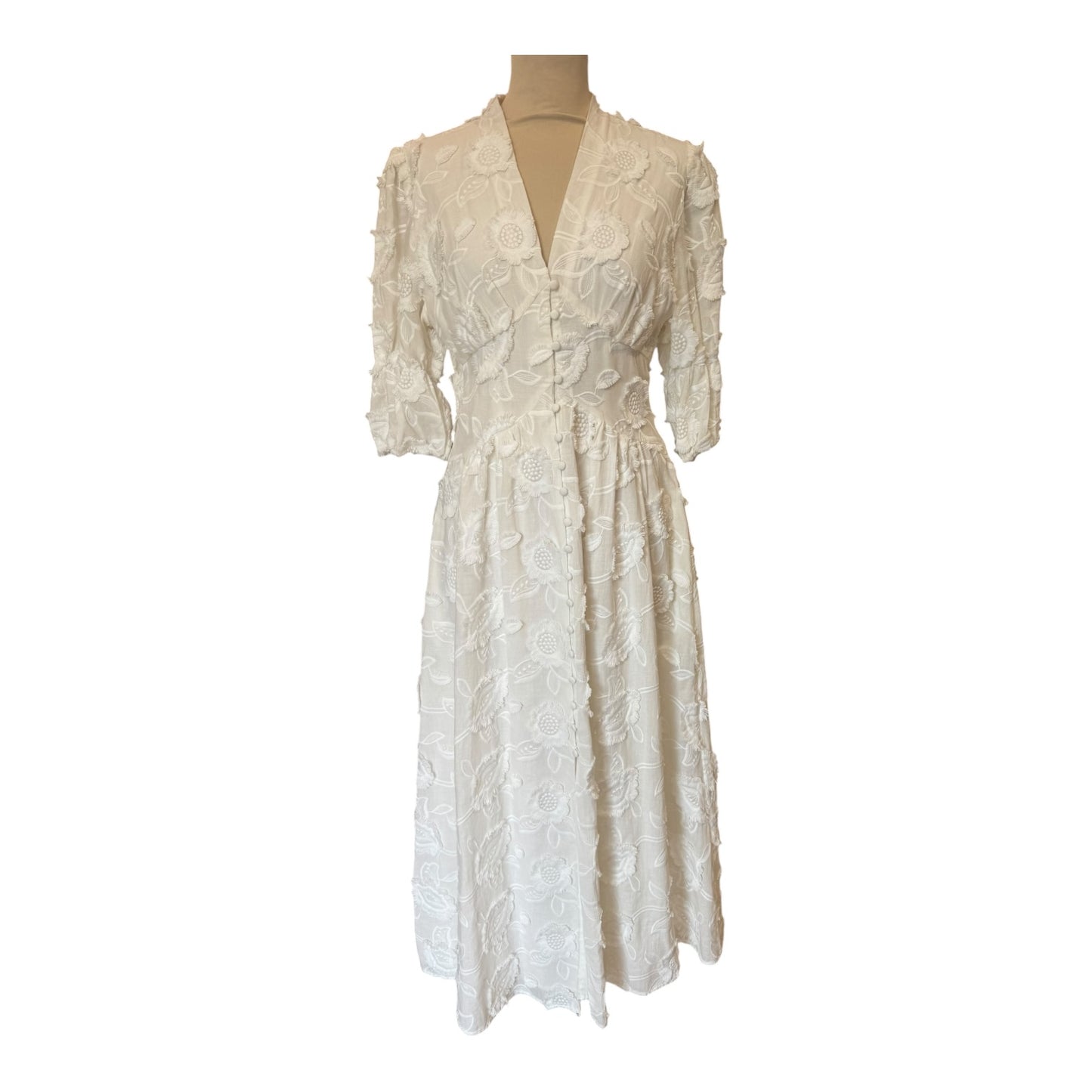 Vita Grace Sierra Embroidered Cotton Summer Day Dress - 8/10
