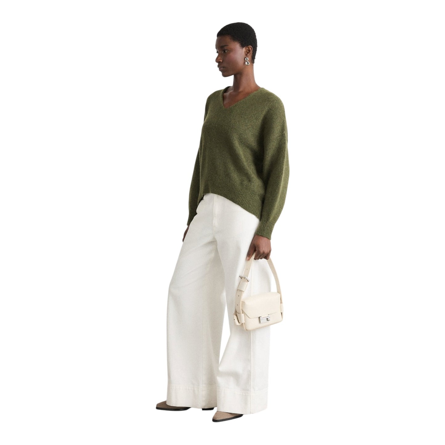 Boss Khaki Green V Neck Jumper - 12