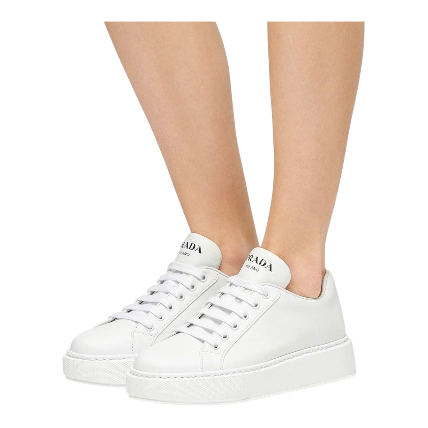 Prada White Leather Platform Trainers - 40/7