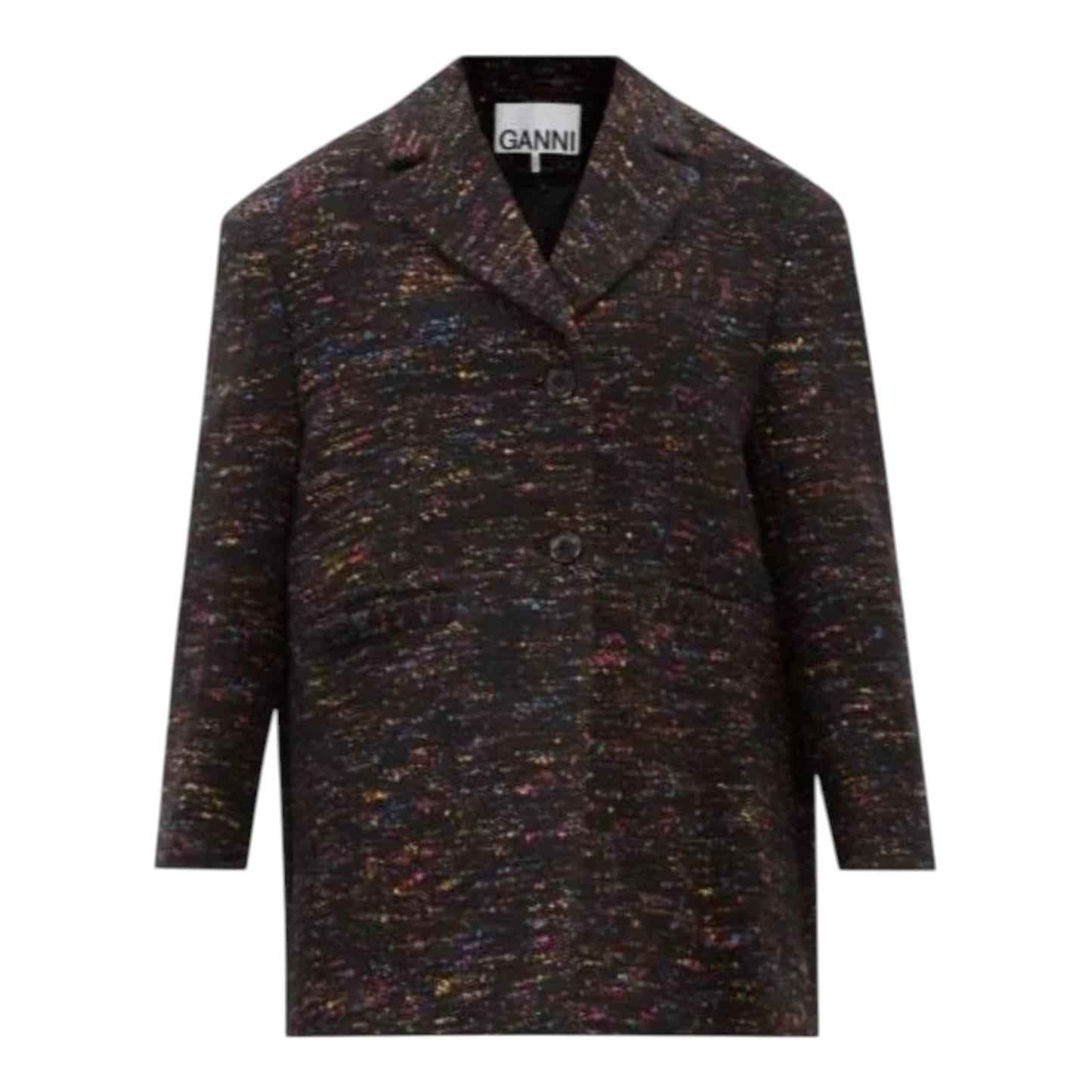 Ganni Black Rainbow Tweed Skirt Suit - 8