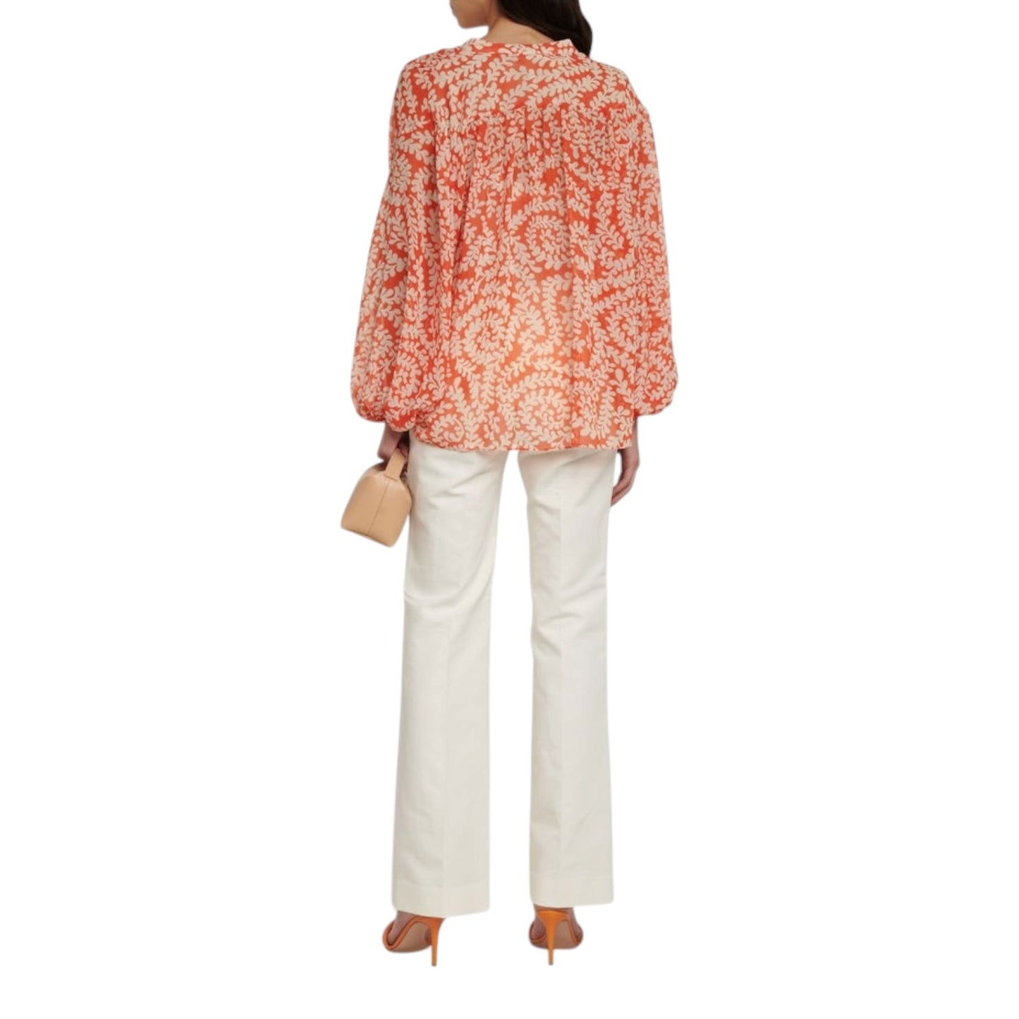 DVF Orange and Cream Bristol Printed Top - 10