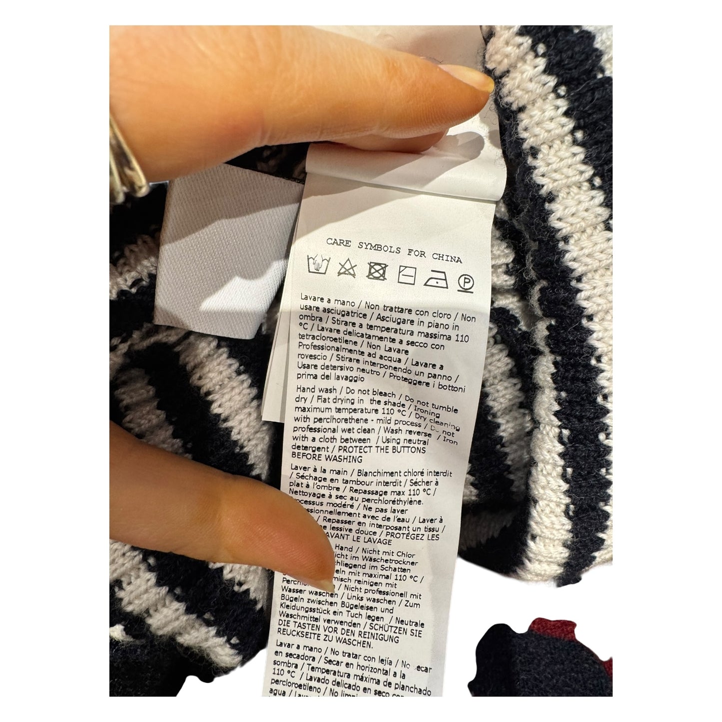 Max Mara Merino Wool Navy and White Stripe Sweater - 10/12