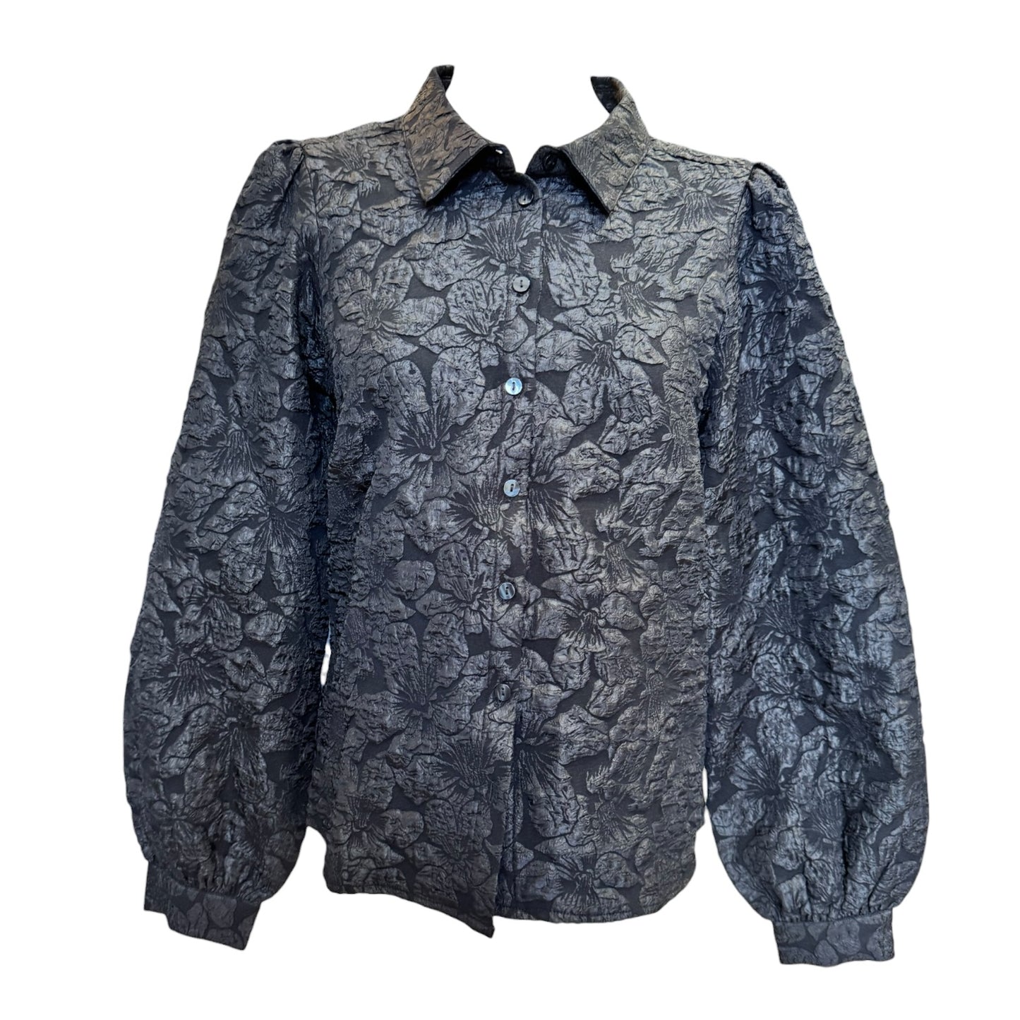 Esqualo Black Floral Jacquard Blouse - 12