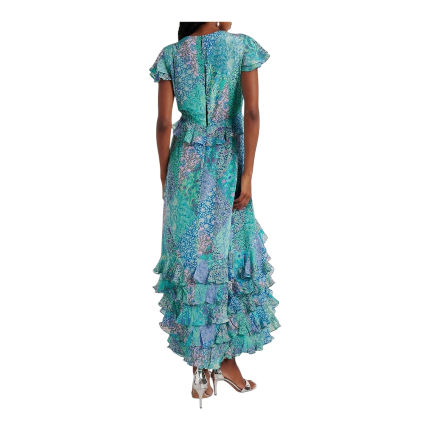 Rixo Thanvi Patchwork Silk Midi Dress - 10 - NEW