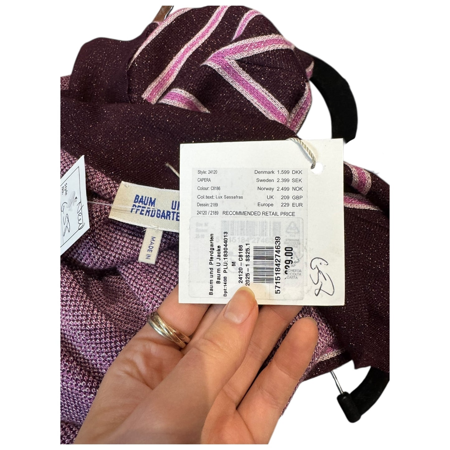 Baum und Pferdgarten Burgundy and Pink Sparkly Cardigan - 12 - NEW