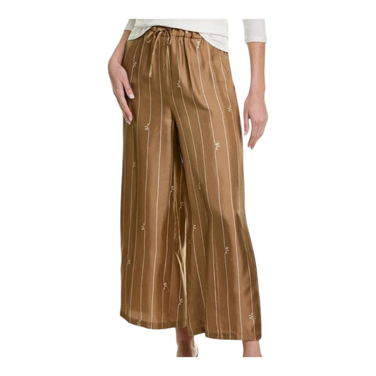 Max Mara Tan and White 'Calabra' Silk Trousers - 12
