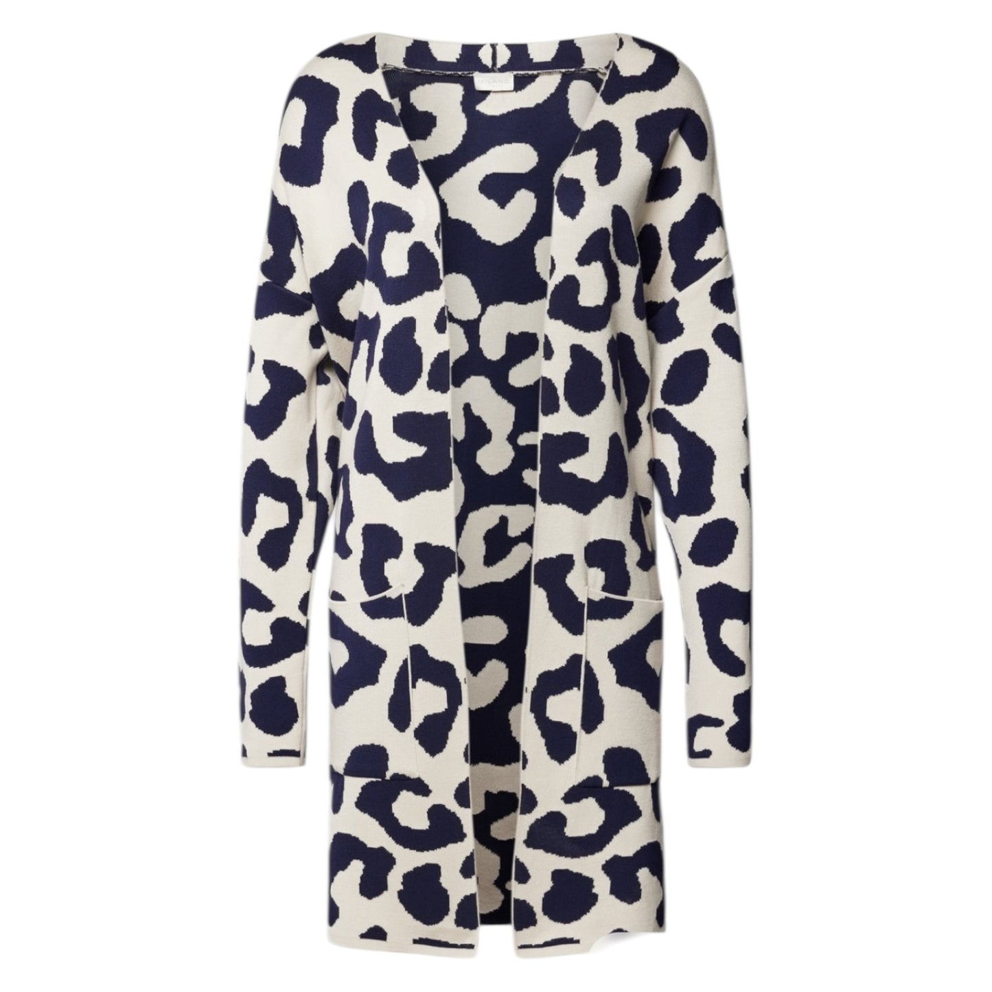 Milano Italy Navy and Cream Long Cardigan - 14/16