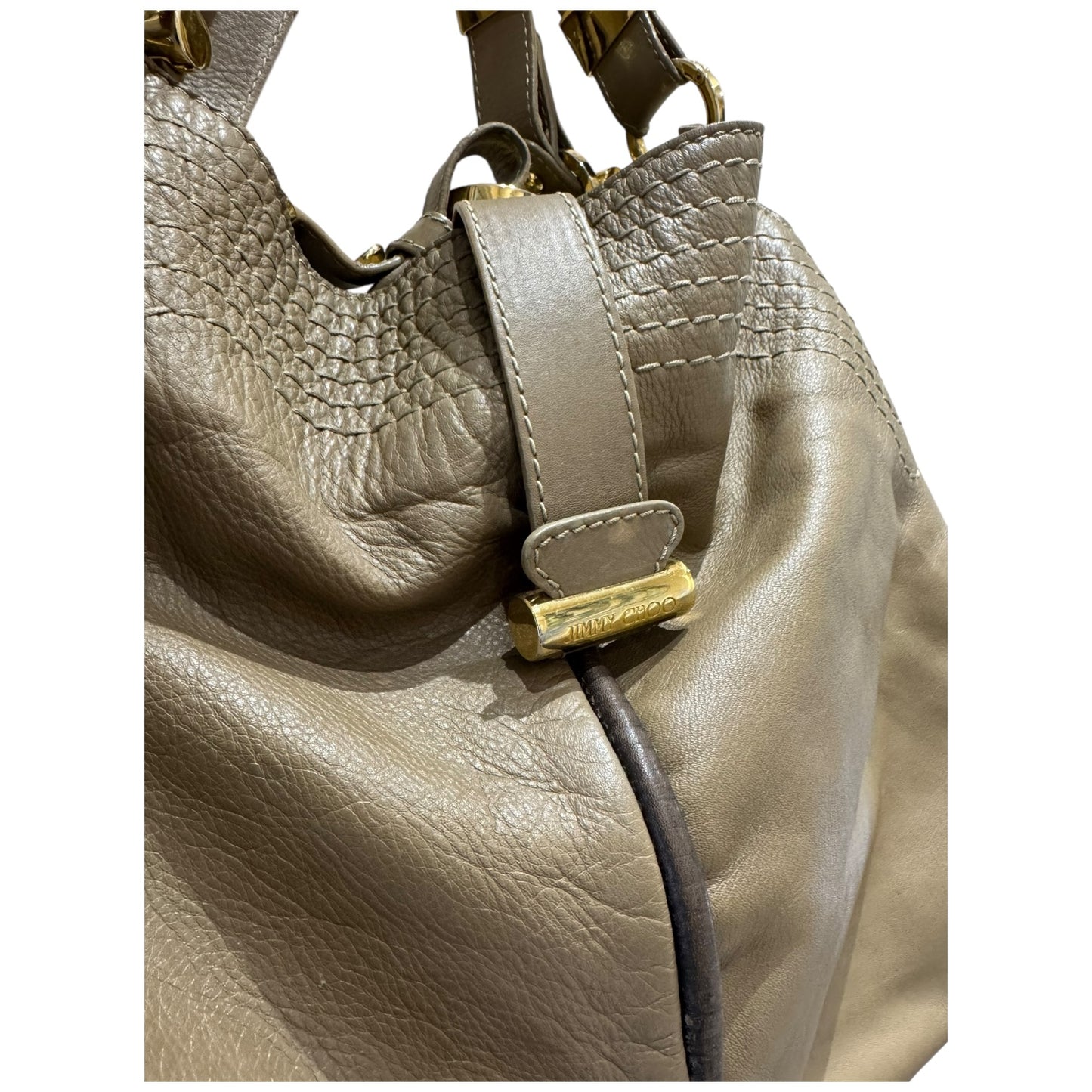 Jimmy Choo Taupe Leather Alex Hobo Tote Bag