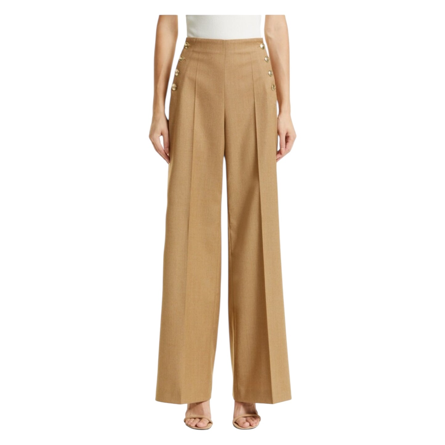 Hugo Boss Tocalita Camel Flare Leg Stretch Wool Trousers - 6/8